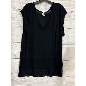 We The Free Black V-Neck Short Sleeve Tunic Shirt Size S